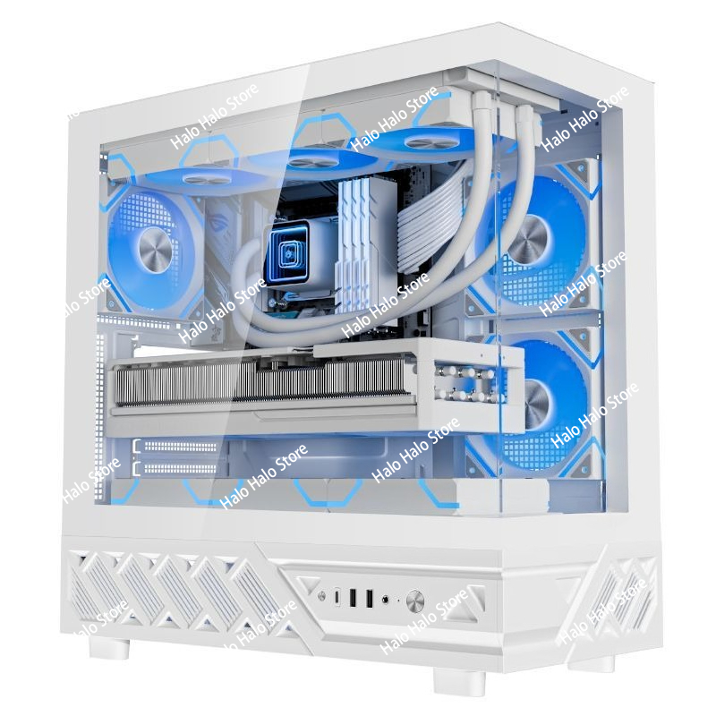 White Seaview ATX PC Case Temp - Pc Gaming White ulasan dan harga