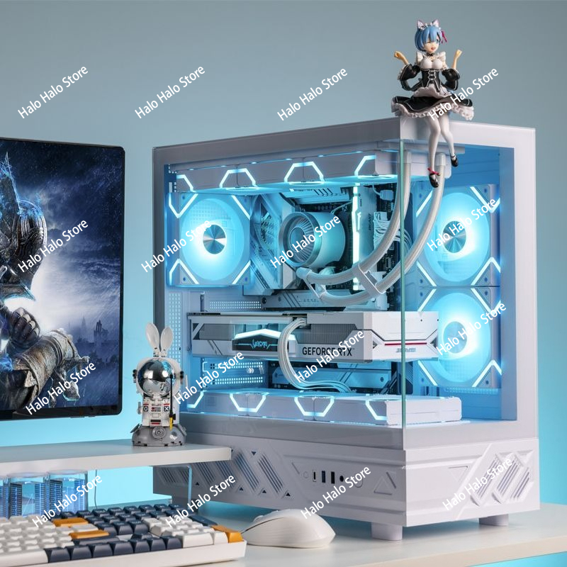 White Seaview ATX PC Case Temp - Pc Gaming White ulasan dan harga
